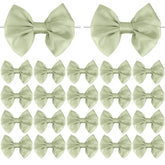 Sage Green Bows Twist Tie Bows, 20 Pcs Satin Twist Tie Bows for Treat Bag Satin Ribbon Tie Bows Premade Bows for Cake Pops Wedding Bridal Shower Baby Shower - Like New